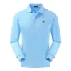 Polo's van heren van hoge kwaliteit 100% katoenen haai Yang Mens Polo Shirt Casual Sportswear Lange Mouw Polos Hommes T-shirt Male tops 230325