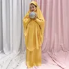 Ethnic Clothing Eid Hooded Muslim Children Hijab Dress Prayer Garment Jilbab Abaya Kid Girls Khimar Skirt Set Full Cover Ramadan Islamic Clothes 230325