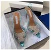 222 rhinestone crystal-embellished sandals Aquazzura PVC Pumps High heels shoes100mm spool Slingbacks women Luxurys Designers Dress Evening shoes stiletto Heels