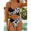 Traje de baño para mujer Conjuntos de bikini para mujer Sexy Talle alto Control de barriga Top corto acanalado Conjunto de traje de baño brasileño 2 piezas 230325