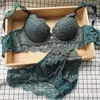 Behas sets duwen kanten beha en slipjes set ondergoed met verbandmedium gevoerde vrouwen lingerie a b c d cup wit rood zwart groen 230325