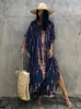 Kvinnors badkläder Boho retro randig slipsfärgad kvinnor baddräkt täcker sommarutflykt sexig bikini wrap strandklänning strandkläder kimono pareo kaftan 220325