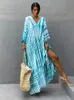 Kvinnors badkläder Boho retro randig slipsfärgad kvinnor baddräkt täcker sommarutflykt sexig bikini wrap strandklänning strandkläder kimono pareo kaftan 220325