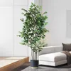 Flores decorativas Plantas artificiais grandes Ficus tropicais ramificações de plástico folhas falsas folhas verdes nandina para decoração de loja de jardim em casa