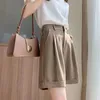 Women's Shorts Lucyever Summer Causal Shorts for Women Korean Khaki High Elastic Waist Suits Shorts with Pockets Zipper Short Pants Female 230325