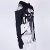 Sweats à capuche pour femmes Sweatshirts Printemps / automne Femmes Vintage Noir Mini Hooded Femme Sexy Drop-shoulder Manches Longues Cropped Blouse Tops Pour