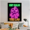 Энергия хранения батареи картины Neon Sleep Gamer Art Canvas Painting Painting Wall Poster Game Повторите игровые отпечатки для детей для детей Ro Dhlhc