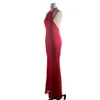 Vestidos casuales Mujer Vestido 2023 Verano Halter Sin espalda Sexy Bodycon Mujeres Fiesta de noche Elegante Bordado Rojo Vestido largo Casual