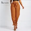Frauen Hosen Sommer Einfarbig Harem mit Taille Gürtel Bowtie Hosen Damen Casual Mode Kleidung Streetwear 230325
