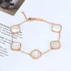 Fashion Classic Chain Four Leaf Clover Charm Bracelets Bangle Chain 18K Gold Agate Shell Mother-of-Pearl for Women&Girl Wedding Mother' Day Jewelry Women gifts