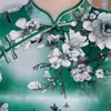 Ethnic Clothing Plus Size 4XL Navy Blue Green Female Satin Traditional Chinese Dress Short Sleeve Elegant Qipao Vintage Oriental Cheongsam