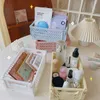 Storage Boxes Bins Nordic Ins Color Cosmetic Storage Box Desk Basket Organizer Plastic Skin Care Mask Rack Kawaii Organizer Foldable Storage Basket P230324