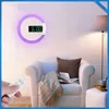 Wandklokken 3D LED Wall Clock Digitale Tafel Klock Alarm Mirror Holle Wandklok Modern design Nachtlicht voor Home Living Room Decoraties 230324