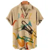 Men's Casual Shirts Summer Hawaiian for Clothing Fashion Music Guitar Printed Tops Tee Oversized Blouses Beach Camisa 230325