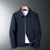 Chaquetas de los hombres Chaqueta de negocios de los hombres de la marca Abrigos casuales Turn Down Collar Zipper Simple Office Prendas de abrigo Hombres de mediana edad Ancianos Ropa masculina 230325