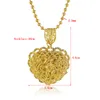 Anhänger Halsketten Damen Halskette 24K Gold Farbe Herz Blume 2mm Perlen 18inchHalsketten Modeschmuck Hohe Qualität GroßhandelAnhänger