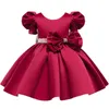 Mädchen Kleider Stickerei Seide Prinzessin Kleid für Baby Mädchen Blume Elegante Mädchen Winter Party Weihnachten Halloween Kinder Kleidung Y2303