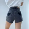 Shorts femminile Smvp Heart ricamo jeans corto alto con la vita alta vintage harajuku motociclisti sport ciclono pantaloni in denim pantaloni estivi streetwear 230325