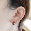 Dangle Earrings Russian Purple Gold Inlaid Zircon Earring Ring Pendant Set Women's Simple Fashion Trend Colored Ear Rings