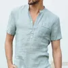 Camicie casual da uomo T-shirt a maniche corte da uomo estivo in cotone e lino T-shirt da uomo casual da uomo T-shirt da uomo traspirante S3XL 230325