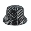 Breda randen hattar koreansk mode hink hatt reversibel rutig leopard bling paljetter fiskare hatt för kvinnor män streetwear hip hop cap gorro p230311