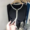 Женские трикотаж Slim Fit Double -Zipper свитер с длинным рукава