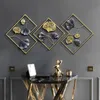 Dekorativa föremål moderna metallhantverk abstrakt kreativitet rak panel skarvningsvägg hängande dekoration vardagsrum kan anpassas