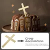 Festive Supplies Cross Topper Cake Cupcake Toppers Religious Baptism Cakes Backdrop First Communion Picks Christian Party Decorations Baby