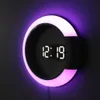 Wandklokken 3D LED Wall Clock Digitale Tafel Klock Alarm Mirror Holle Wandklok Modern design Nachtlicht voor Home Living Room Decoraties 230324