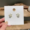 Stud Earrings MENGJIQIAO Korean Cute Shiny Micro Pave Zircon Hollow Star For Women Girls Sweet Flower Brincos Jewelry Gifts