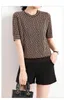 春の夏のブラウスレディースニットシャツティーセーターTシャツ半袖ニットウェアカジュアルデザイナーニットプルオーバーサイズS-2xl