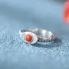Cluster Rings JZ291 ZFSILVER Thai Silver 925 Fashion Elegant Luxury South Red Agate Lucky Moeny Coin Ring For Girl Women Wedding Party