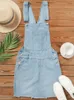 Ethnic Clothing Women's Frayed Hem Adjustable Strap Denim Overall Dress Classic Casual Mini Jean Dresses Pocket Sleeveless Suspender Short Skirt 230324