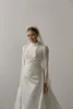 Fabulous Mermaid Wedding Dresses Muslim Pearls Bridal Gowns With Detachable Train Sequined High Collar Satin Long Sleeves Vestido De Novia 415