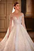 Robe De Mariée Moderne Éclat A-ligne Robes De Mariée Avec Cristal Applique Nouvelle Pureté Perles Sur Mesure Brosse Train Robes De Mariee Vestidos De Novia