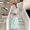 Ropa étnica Aodai Qipao vestido chino tradicional mujer bordado flor 4XL Cheongsam novedad fiesta Formal