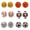 Collectable for rhinestone baseball mom cotton headband softball headband earring stud bling necklace Sports Game Ball Volleyball Baseball Football