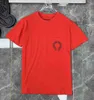 Ch lüks t-shirt klasik erkek marka üstleri tees erkek kadın sanskrit mektup kısa kollu at nalı çift tişörtler tasarımcı polos tshirts çapraz unisex tee gömlek 9eoy