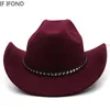 Breda Brim Hatts Bucket Gentleman Western Cowboy Hat For Mens Vintage Cowgirl Jazz Cap med läder Toca Sombrero 230325