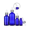 Cobalt Blue Cosmetic Packaging Essense flaskor 5-100 ml glasdroppflaska med Pipptte