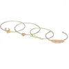 Charm Bracelets 4 Pcs/Set Gold Color Leaf Snowflake Love Deer Antlers Set For Women Jewelry Accessories