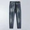 Jeans pour hommes Designer Automne Coréen Petits Pieds Pantalon Slim Fit Épais Européen Brodé Medusa Bleu VFO6