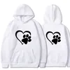 Women's Hoodies Sweatshirts Cute Dog Paw and Heart Shape Print Hoodie Casual Long Sleeve Autumn Winter Pullovers 230325