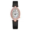 Polshorloges dames ovaal groen vintage horloges luxe strass dames lederen kwarts voor cadeaublokje relogio feminino