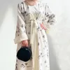 Ethnic Clothing Middle East Fashion Simple Women's Printed Cardigan Long Sleeve Robe Turkey Muslim Dres Abaya Loose Elegant Dress 230324