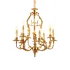 Chandeliers DINGFAN French Vintage Living Room Full Copper Ceiling Hanging Pendant Lamp Luxury Led Brass Chandelier