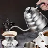 Coffee Pots 1L1.2L Drip Kettle Thermometer Pour Over Coffee Tea Pot Swan Long Neck Stainless Steel Thin Mouth Gooseneck Cloud Drip Kettle 230324