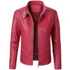 Women's Jackets Stand Collar Motorcycle Female Autumn Winter Fleece PU Leather Slim Fit Short Coat Femme 230324