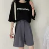 Kvinnors shorts sommarshorts för kvinnor brett ben hög midja svart lös koreansk stil vintage kvinnlig knä längd svart grå kostym shorts duikies 230325