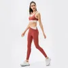 Set attivi Tuta sportiva Reggiseno fitness all-in-one da donna Linea senza imbarazzo Pantaloni a vita alta Sensazione di nudo Yoga Set a due pezzi